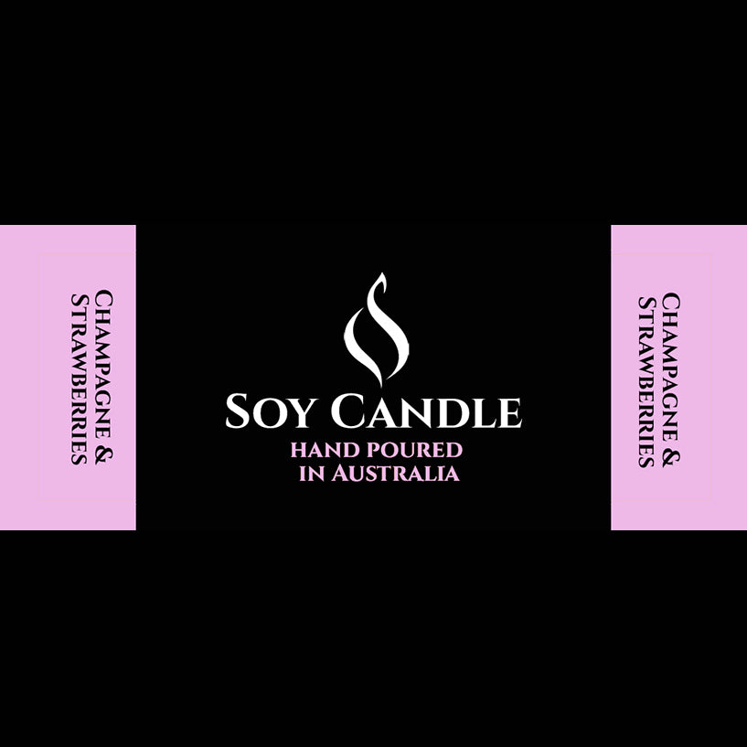 Soy Candle Label Champagne & Strawberries - Evoke Australia