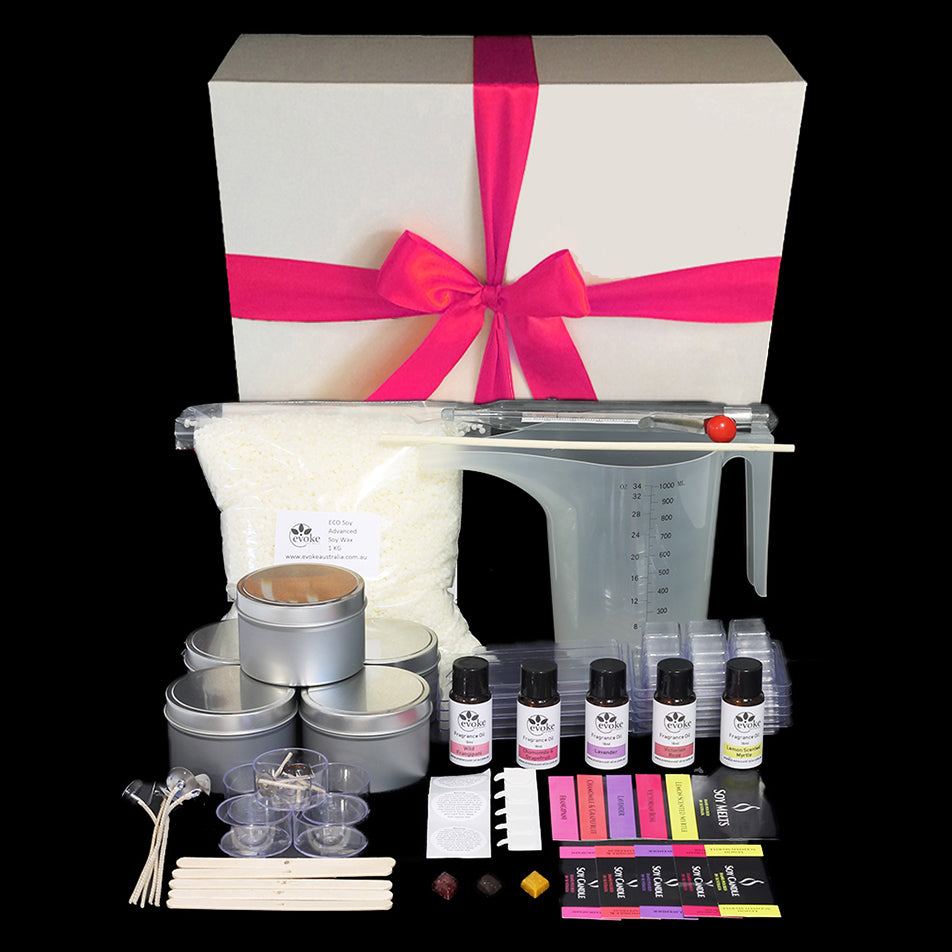 Soy Candle Making Kit - Gift Boxed with Pink Ribbon - Evoke Australia