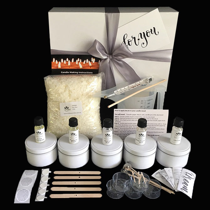 Candle Making Kit White Tins with Silver Decals - Evoke Australia